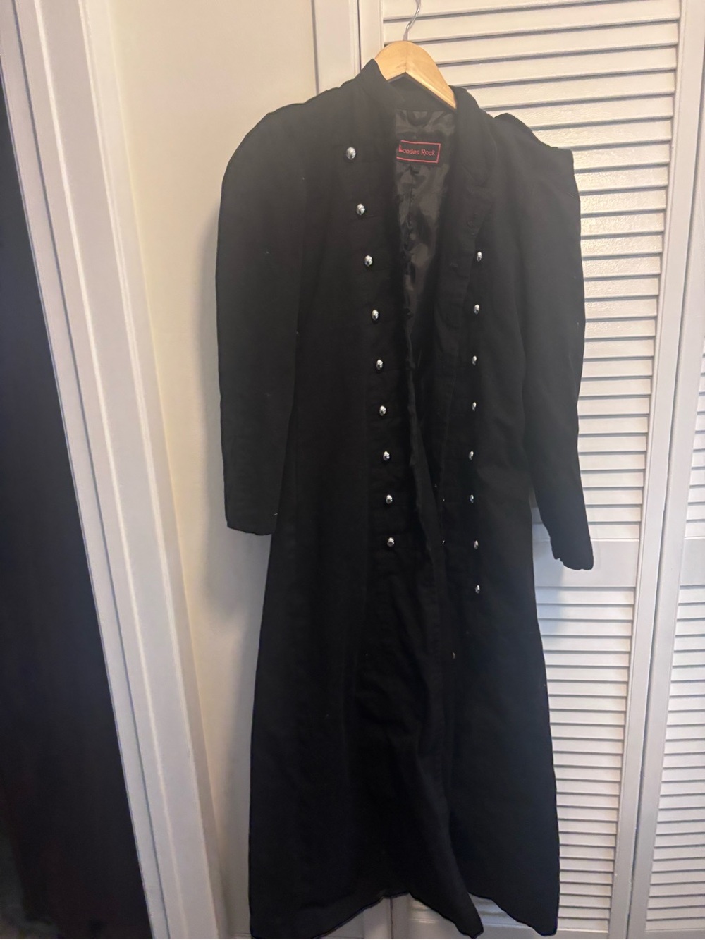 Men's Black Double-Breasted Military-Style Trench Coat